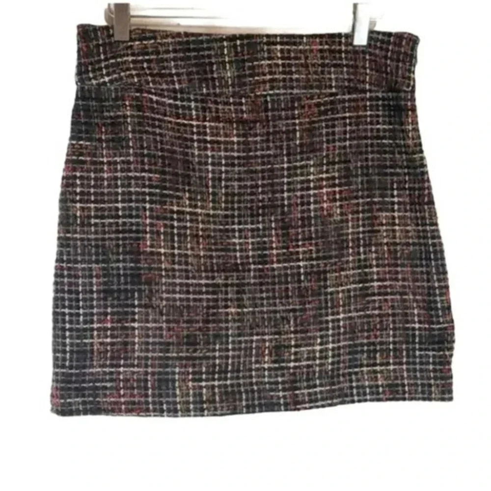 The‎ Limited Mini Skirt 8 Multicolor Tweed Plaid Textured Back Zip Pencil Skirt